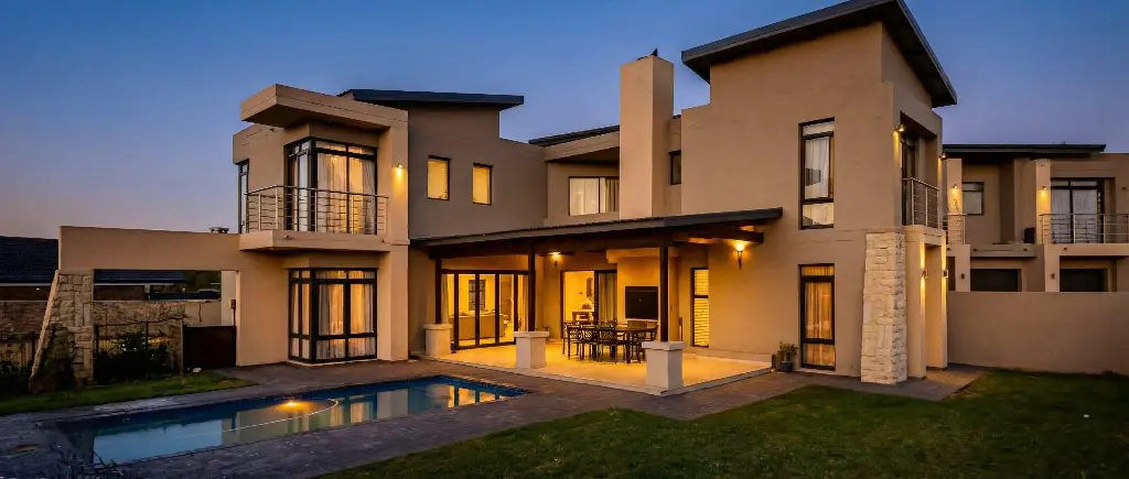 Luxury backyard and pool area of a Johannesburg golf estate home