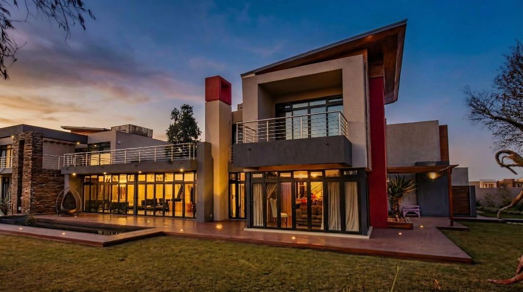 Modern living area in a luxury Johannesburg home construction
