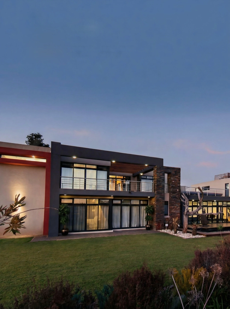 Luxury custom home exterior by Shumanie, featured in SA Home magazine